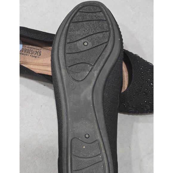 Harborside "Nannie" Black Rhinestone Trim Size 9 Flat Slip On Shoes NWOB - Picture 3 of 5
